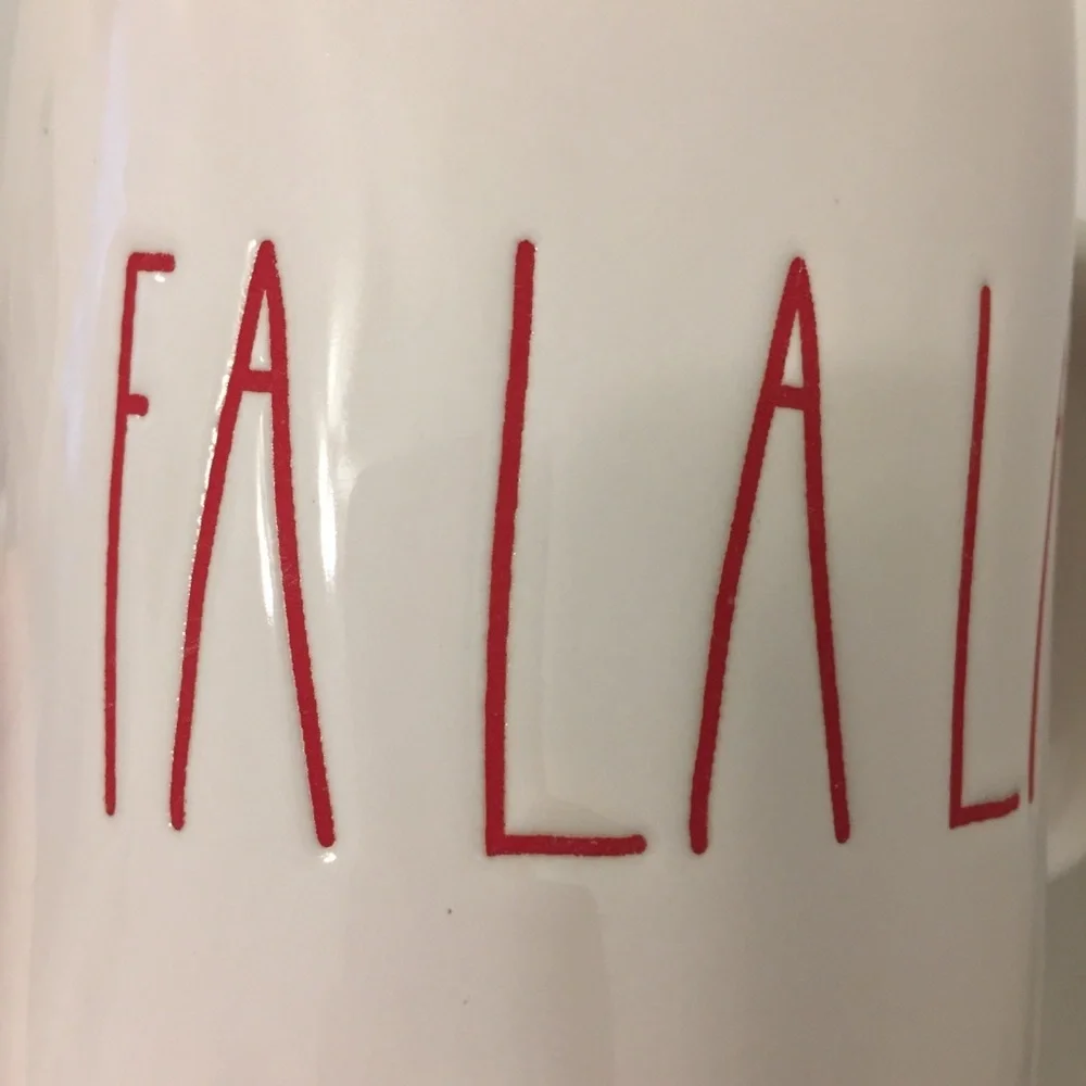 Rae Dunn FA LA LA! Christmas mug red coffee NWT holiday